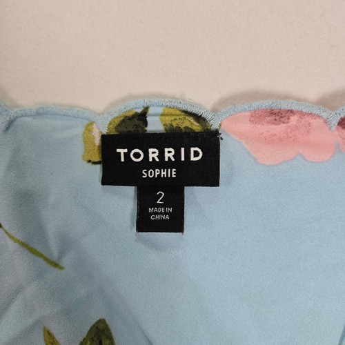 Torrid Sophie Cami Top Floral Print Sleeveless Blue Plus Size 2 - Picture 3 of 8