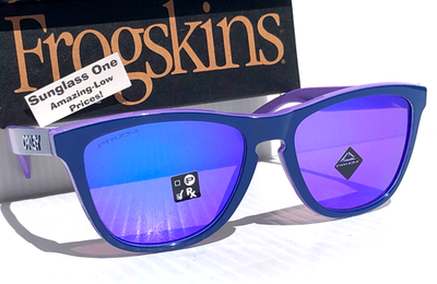 NEW Oakley Frogskins Purple Navy PRIZM Violet Purple Lens Sunglass