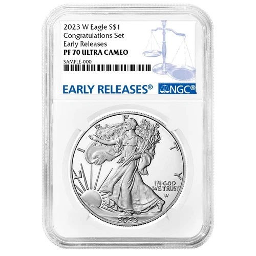 2023-W Proof $1 American Silver Eagle Congratulations Set NGC PF70UC ER Blue