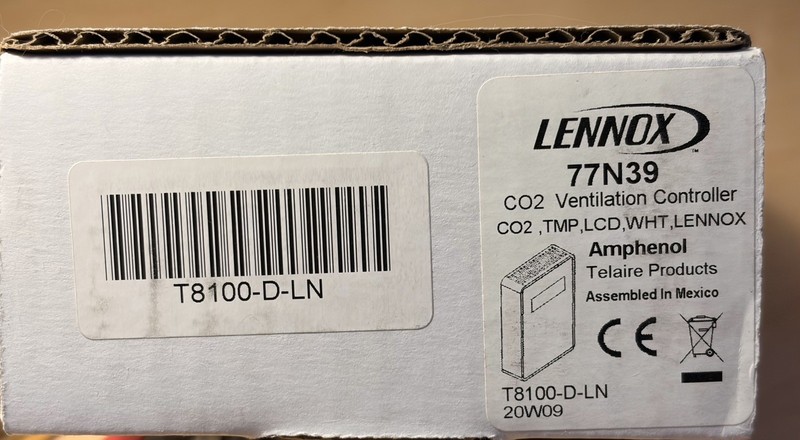  Lennox CO2 ventilation controller 77N39 LCD