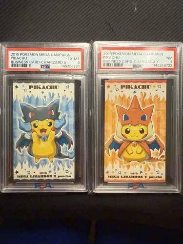 2015 Set Of 2 PSA 7 6 Pokemon Mega Campaign Pikachu Business Card Charizard X Y