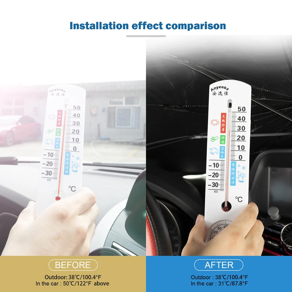 Foldable Front Windshield Sun Shade Visor Cover Umbrella For Block Heat UV Car Foto 4 de 4