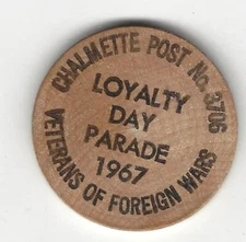 1967, VFW Loyalty Day Parade, Chalmette, Louisiana, Post 3796 Wooden Nickel