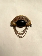 magnificent brooch or pendant - onyx with bronze - hand made W. Germany