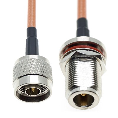 N Female jack Bulkhead to N male RG400 jumper Low Loss Double Cable lot