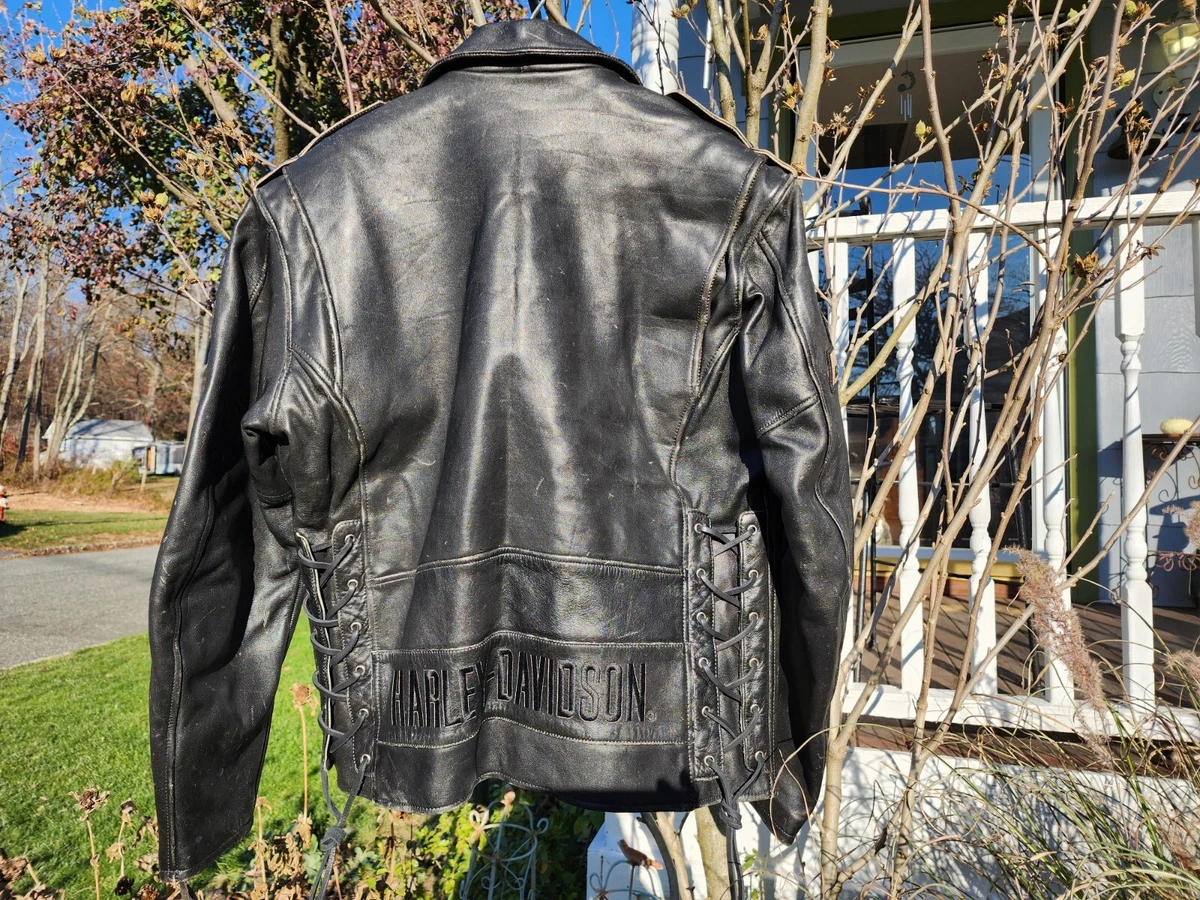 HARLEY DAVIDSON LEATHER JACKET OLD SKOOL VINTAGE DISTRESSED LOOK