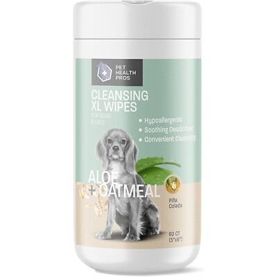 Pet Health Pros Aloe & Oatmeal Pet Wipes for Cats & Dog Pina Colada Scent 60 CT