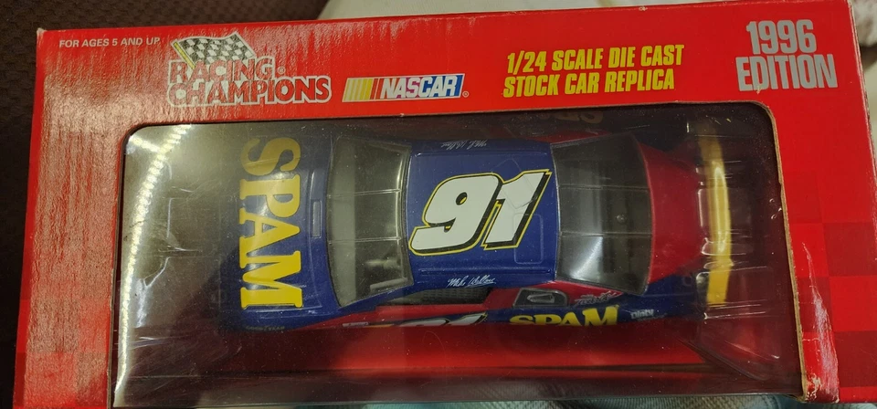 Réplica de coche fundido a presión NASCAR #91 escala 1/24 spam 1996 vintage Foto 3 de 4