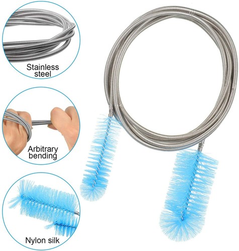 4x Cepillo de limpieza de manguera flexible de acero inoxidable de doble extremo en forma de U para acuario de peces - Imagen 2 de 9
