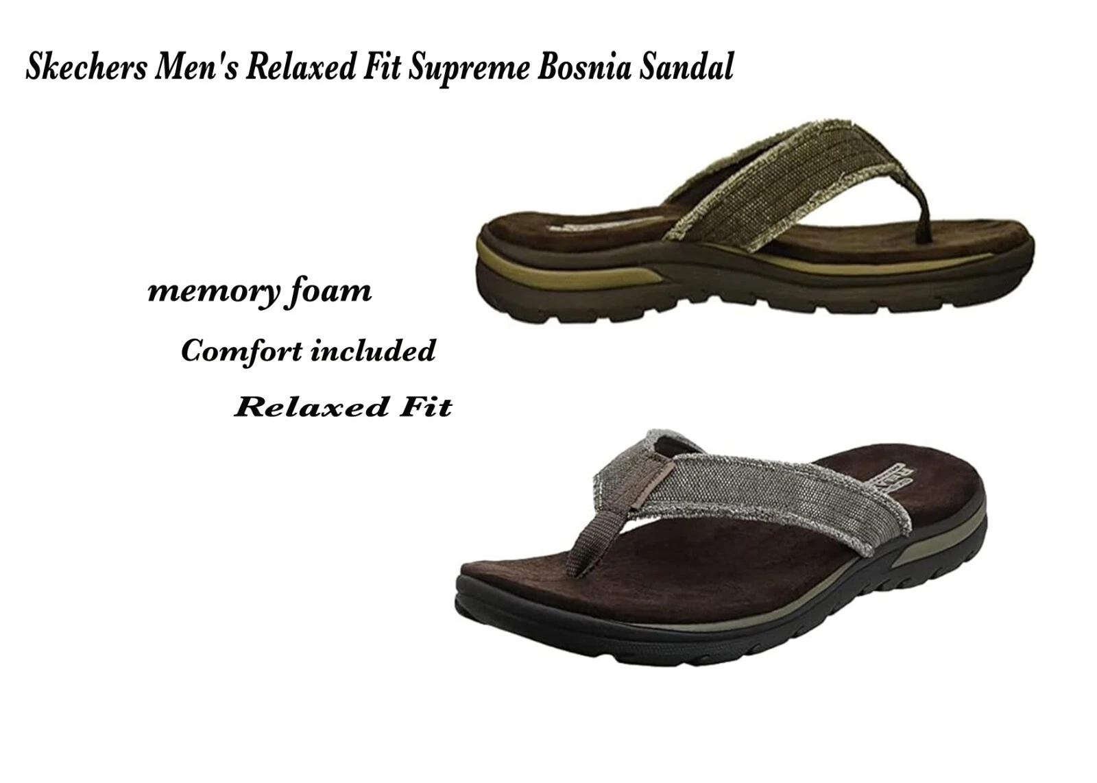 Sandale homme Skechers coupe décontractée Supreme Bosnia mousse à mémoire de forme confort inclus