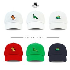 Kids Cotton Cap - The Hat Depot Dinosaur Embroidered Cotton Baseball Cap