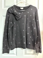 Kate Spade Steal The Spotlight Black Glitter Dot Bow Sweatshirt Small-MSRP $178