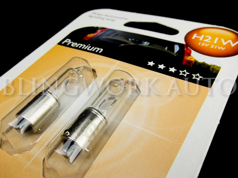 2pc Philips H21W BAY9S OEM Factory Standard Replacement Light Bulb Globe 21W 12V - Image 3 of 4