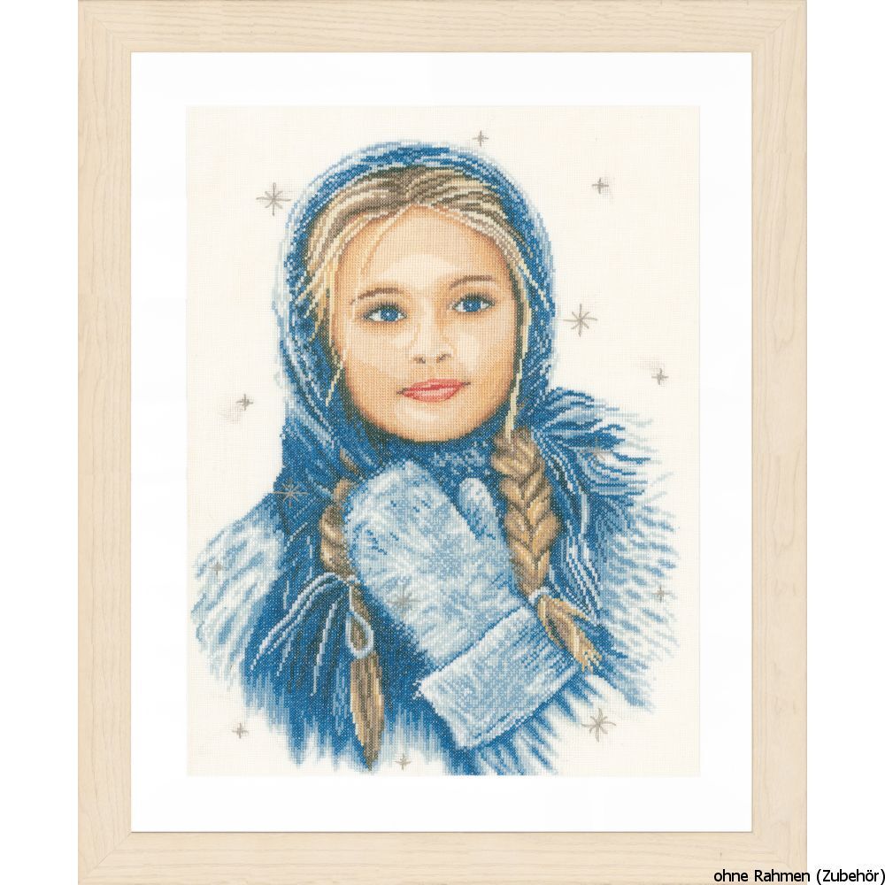 Lanarte cross stitch kit ""winter girls linen"", counted, DIY
