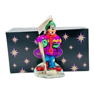Christopher Radko Goofy Hockey Glass Christmas Ornament 7  Disney Collection