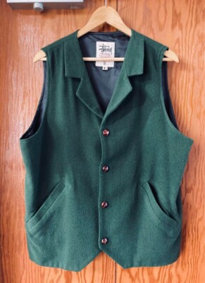90s OLD STUSSY OUTER GEAR WOOL VEST 白タグ Used OLD Stussy Outer