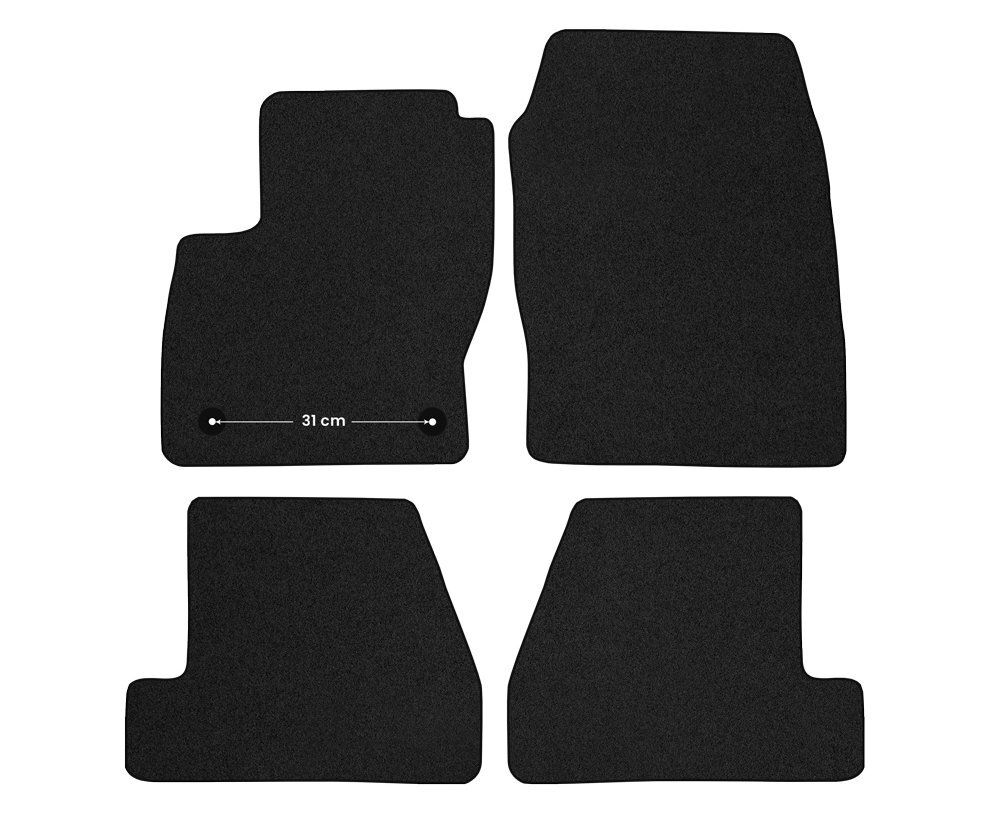 Tapis de sol velours noir mat pour Ford Focus 3 de 2011 à 2018