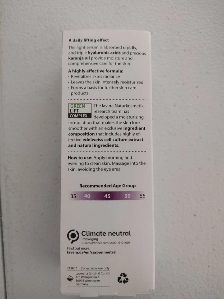 Suero reafirmante hialurónico para piel más suave Lavera Organic Naturkosmetik 1,0 OZ Foto 3 de 4