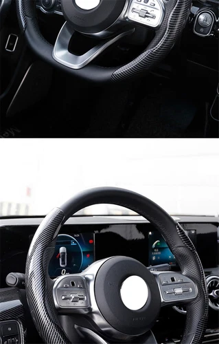 Cubierta elevadora volante coche aspecto fibra carbono accesorio interior antideslizante - Imagen 10 de 19