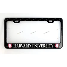 Harvard University Custom Made Black Metal License Plate Frame  +Screw Caps