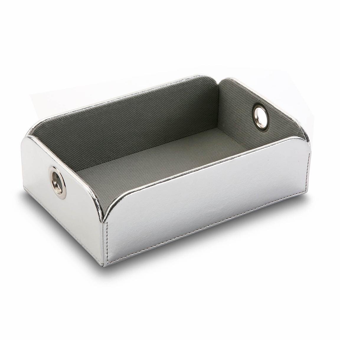 Valet Tray Versa Silver Polyskin Metal (13 X 6,5 X 20 Cm) NUOVO