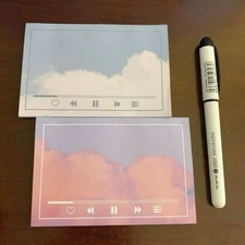 4PC) Pink and Blue Sky Themed Stationary Memo Note SET + Small Gifts