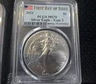 2021 American Silver Eagle (Type 2) MS-70 PCGS (First Day)
