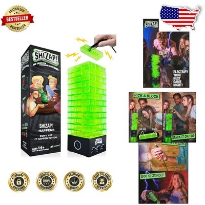 ShiZap! Electric Shock Game - LED Music Tumble Tower, Novelty Party Fun