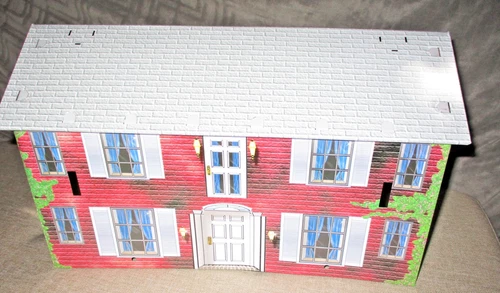 vintage Marx Southern Mansion  brick House toy train accessory tin litho 15"