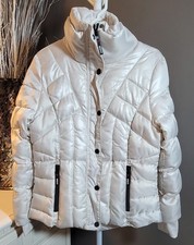 Giacca imbottita Guess bianco perla foro pollice trapuntata donna taglia L autentica