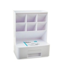 Pen Gear White Tall Plastic Desktop Organizer 8 Compartments Office Supplies