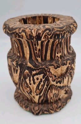 Mamuka Ponga Craft Wood Handcarved Small Vase Vessel New Zealand