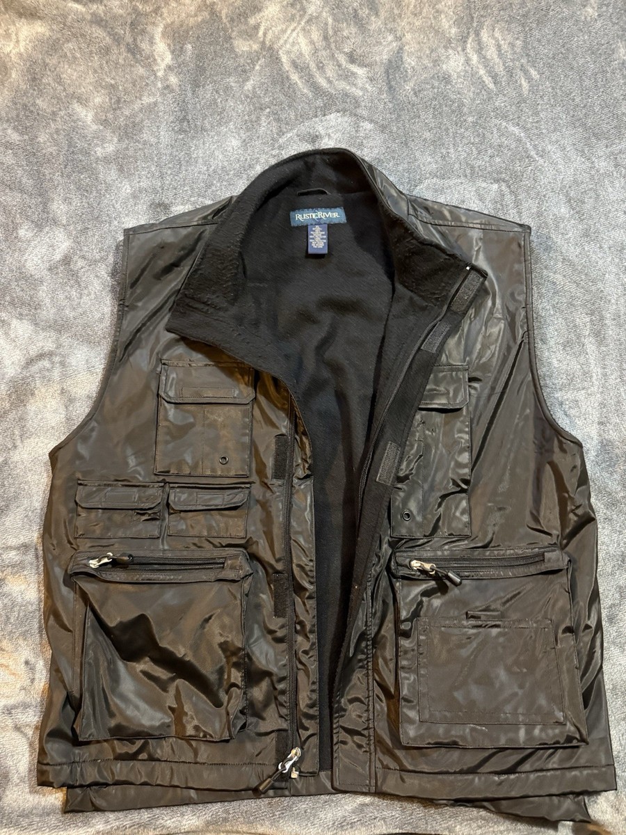Rustic River - Blac Polyurethane Mesh Lined - Full Zip Fishing Vest - Mens Sz XL