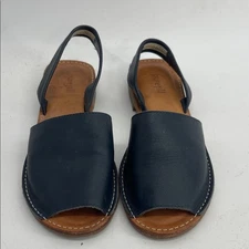 J. Jill purejill Monarca leather peep toe sling back flat boho sandals sz 8