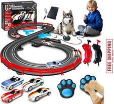 Electric Slot Car Race Track Set w/ 4 Cars 2 Remotes Lap Counter Age 8 - 12 Boys