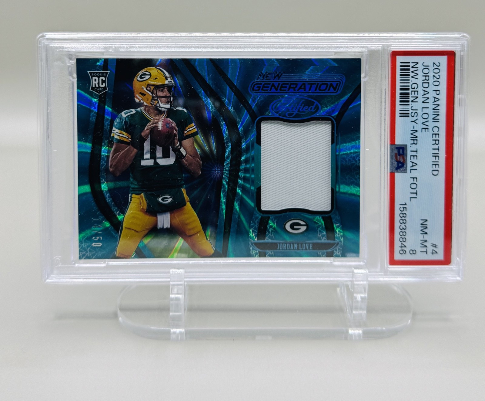 2020 Panini Certified - New Generation Jerseys Mirror Jordan Love #4 Teal /50...