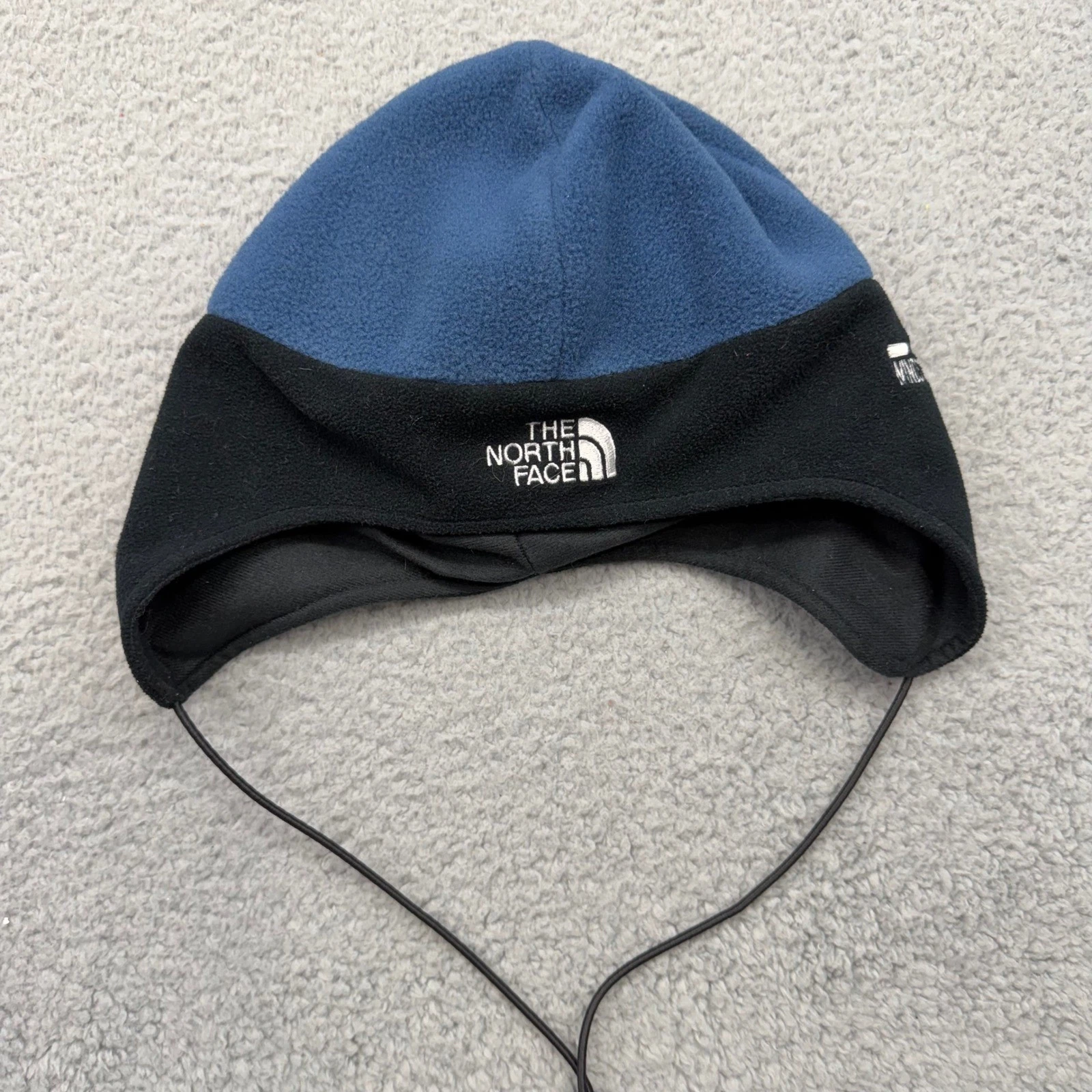 The North Face 89222 Fleece Winter Hat Earflap Windstopper Blue/Black Beanie Cap