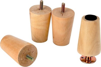 4er Pack Ersatz 3''/8cm kleine Massivholzmöbelbeine - Naturholz