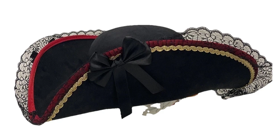 Sombrero Elope Pirata Bucanero Gitano Halloween Disfraz Juegos con disfraces Fieltro Encaje Mosquetero Foto 4 de 4