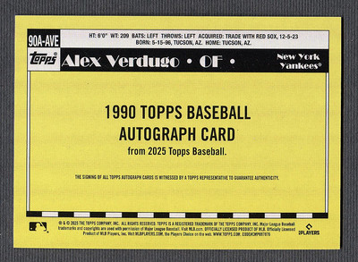 2025 Topps 1990 Topps Baseball 35th Anniversary Autographs #90A