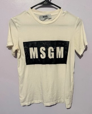 MSGM Milano Logo Women's White Cotton Short Sleeve Crew Neck T-Shirt XS 2841MDM 