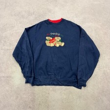 Vintage Sweatshirt embroidered Grandkids and bear patterned jumper with double