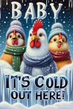 Country Farmhouse Winter Welcome Chickens Wall Art Sign Home Decor 12x16 Large