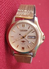 CITIZEN ADLER WR 100 AUTOMATIC 8200-R11664 RW vergoldet Armbanduhr mit Datum