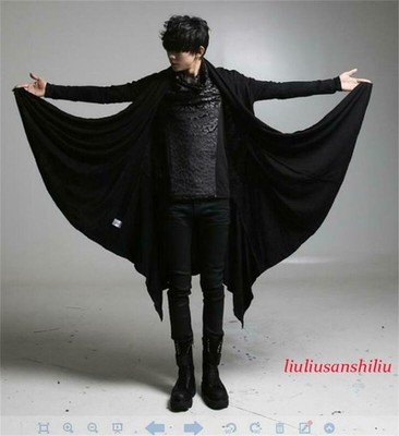 Men's Gothic Long Cloak Cape Punk Loose Casual Jacket Trench Coats Outwear