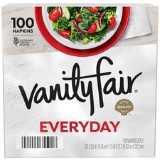 Vanity Fair Everyday Paper Napkins, 100 Count, 100 Count Pack of 1 , White