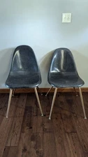 Vintage Mid-Century Modern MCM BLACK Chromcraft Fiberglass Molded Shell Chairs