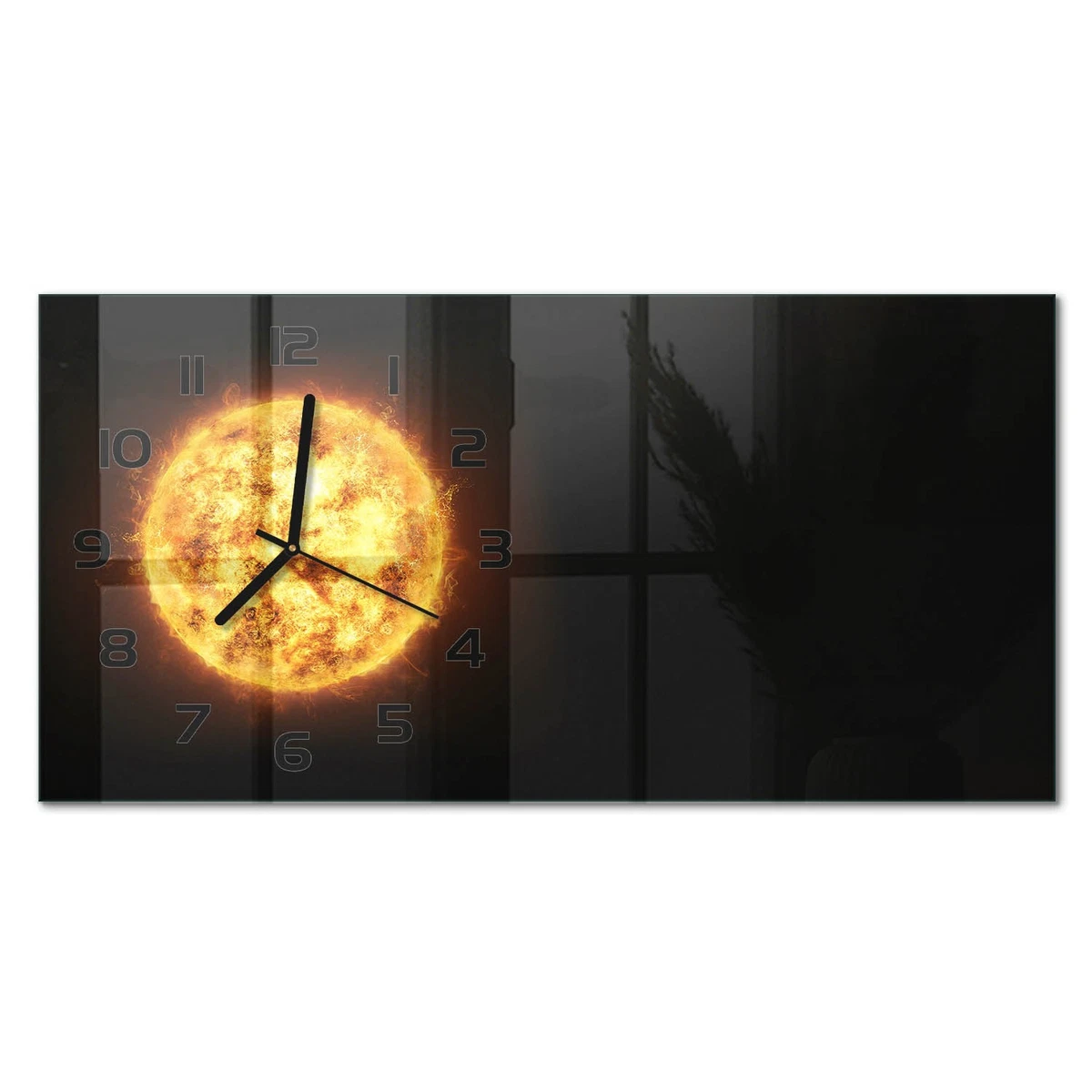 Reloj de Pared Rectangular Horizontal Vidrio Templado Premium Soleado 60x30 cm
