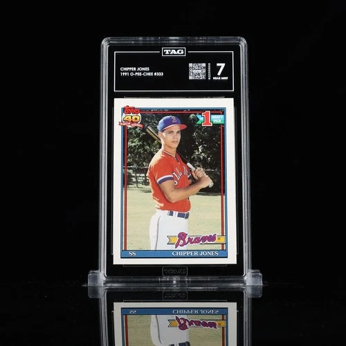 1991 O Pee Chee Chipper Jones Rookie #1 Draft Pick RC TAG 7 Atlanta Braves HOF