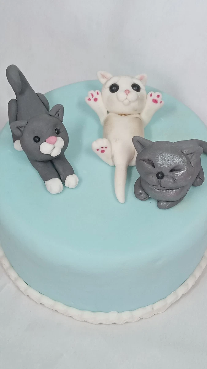Cute Cat Kitten Birthday Cake Topper Sugar Decoration Handmade Cake  personalised | eBay